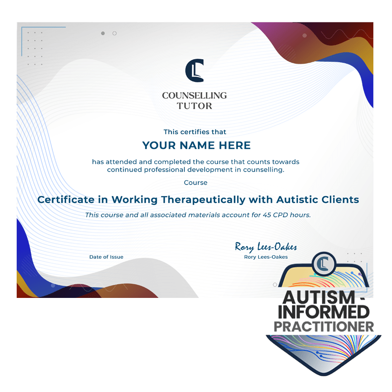 Autism Informed Practice course - badge and certificate